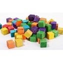 CUBURI DIN LEMN NATUR COLORATE - SET 49 BUC
