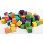 CUBURI DIN LEMN NATUR COLORATE - SET 49 BUC