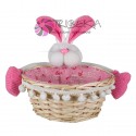 COS DIN RACHITA CU IEPURAS ROZ - 19CM