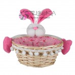 COS DIN RACHITA CU IEPURAS ROZ - 19CM