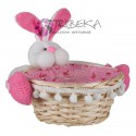 COS DIN RACHITA CU IEPURAS ROZ - 19CM