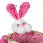 COS DIN RACHITA CU IEPURAS ROZ - 14CM