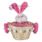 COS DIN RACHITA CU IEPURAS ROZ - 14CM