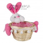 COS DIN RACHITA CU IEPURAS ROZ - 14CM