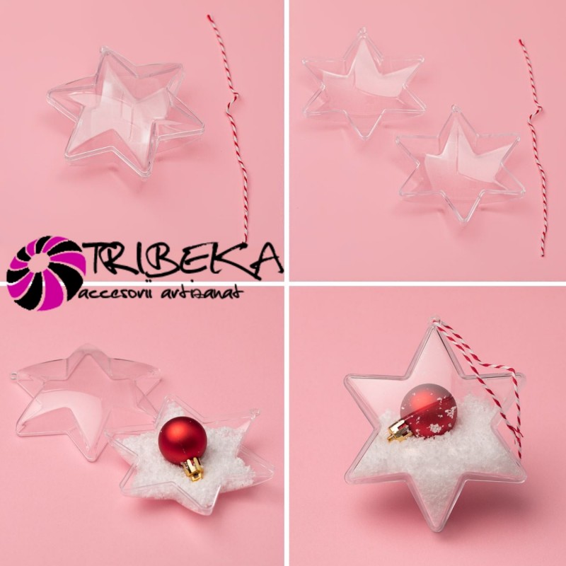 GLOBURI STEA TRANSPARENTE PERSONALIZABILE DIN PLASTIC - SET 4